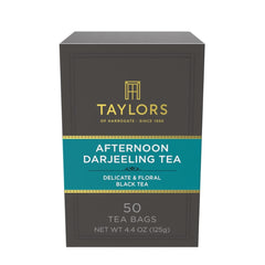 Taylors Afternoon Darjeeling tea bags in a pack, ideal for daily ritual.