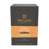 Taylors of Harrogate Peach and Mango tea bags pack for convenient caffeine-free enjoyment.