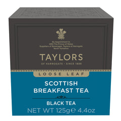 Cup of Taylors Scottish Breakfast tea with rich aroma and malty depth.