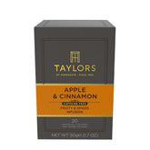 Taylors of Harrogate Apple & Cinnamon packaging showing 20-count box, ideal for gifting