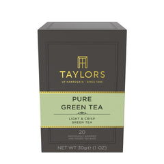 Taylors of Harrogate Pure Green Tea bag emitting delicate aroma for a fresh cup