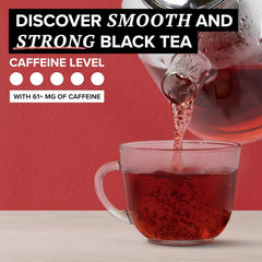 TAZO Organic Awake English Breakfast cup with steam showcasing robust aroma.