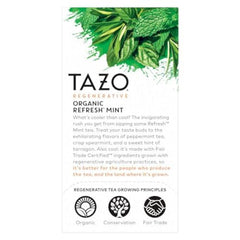 TAZO Refresh Mint packaging box showing six-pack convenience.