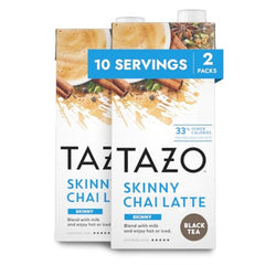 TAZO Skinny Chai Latte bottle being poured for hot or iced lattes