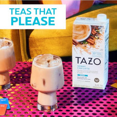 Steaming cup of TAZO Skinny Chai Latte ready for hot serving