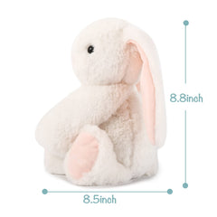 TCBunny plush material close-up shows durable, gentle fabric for kids.