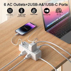 Tcstei 3-side design outlet spacing eases plug use for large adapters.