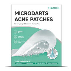 TEAWOO 72-count microdart patches packaging shown for convenient on-the-go acne care.