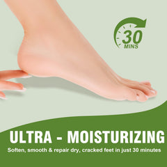 TEAWOO foot mask showing jojoba oil for soft, moisturized feet.
