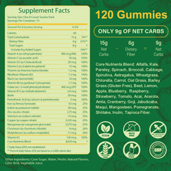Ingredients highlight spirulina and chlorella for daily nutrient support.
