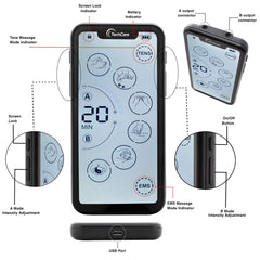 TechCare Massager 24 programs including kneading and tapping for versatile muscle comfort.