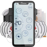 TechCare Massager TENS unit display for easy mode navigation and quick relief.