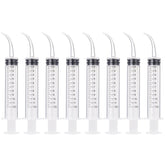TecUnite 8-pack syringe with curved tip reaching tight dental spaces for irrigation.