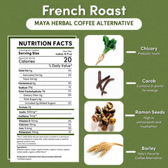 Teeccino organic herbal ground coffee bag, organic blend with chicory and carob.