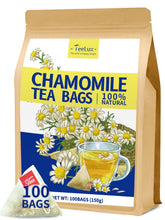 TeeLux Chamomile tea bag in a cup, offering a calming, caffeine-free moment.