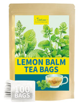TeeLux Lemon Balm Tea Bags packaging in an eco-friendly kraft pouch.