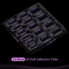 Teenitor 15-sizes nail tabs provide precise fit for many nail shapes.