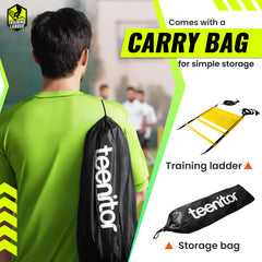 Teenitor agility ladder used indoors and outdoors for versatile workouts.