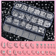 Teenitor half round silver pearls in mixed sizes for nail embellishment
