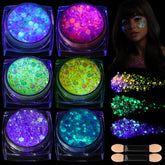 Teenitor glow-in-the-dark glitter gel bottle glows under UV light for festivals.