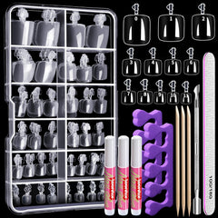 Teenitor press-on toenail tips kit contents for quick at-home pedicures.