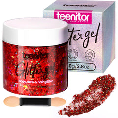 Teenitor red glitter gel bottle for bold festive shine