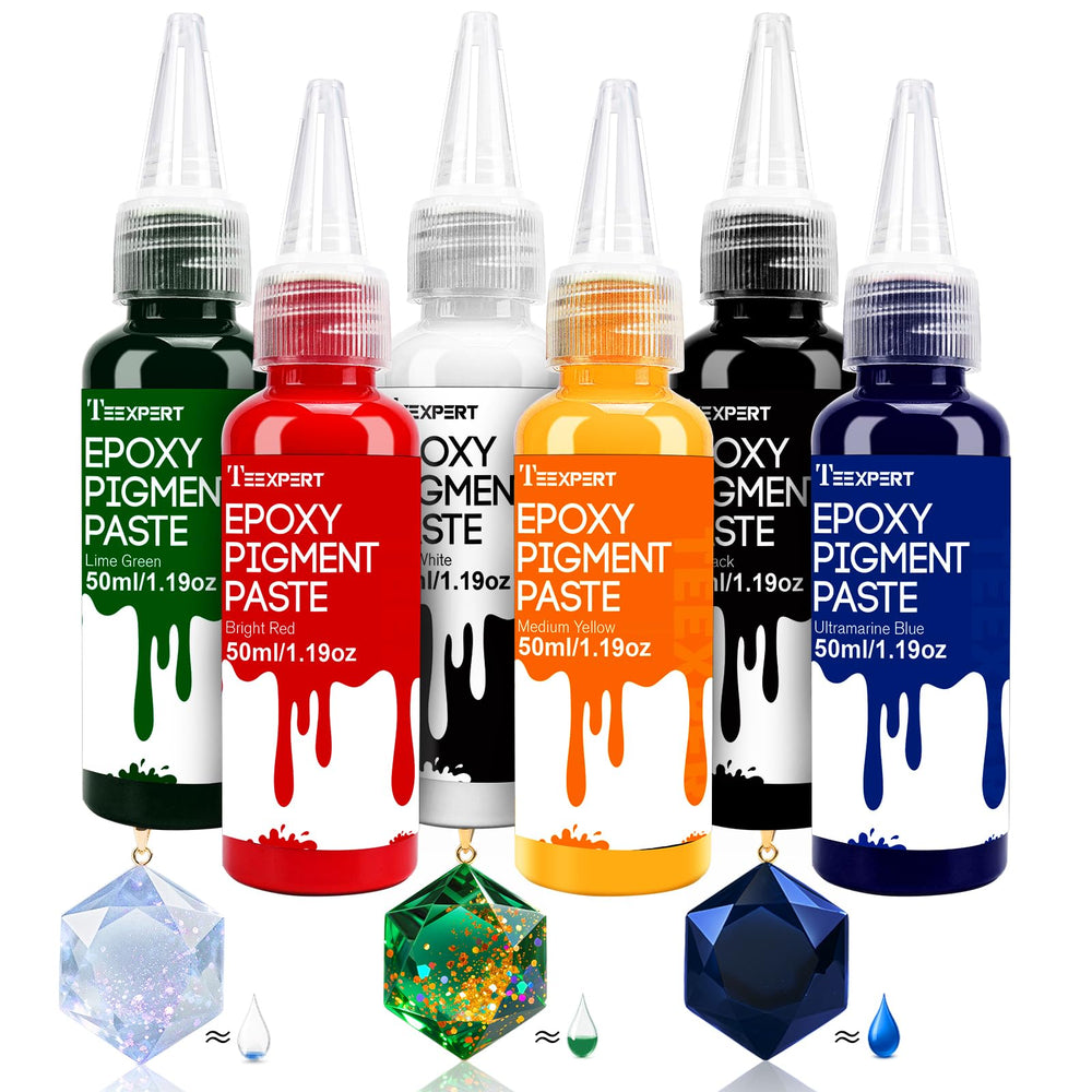 Teexpert Pigment Paste bottle closeup for epoxy resin with rich, even color payoff
