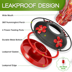 Tegarbed hummingbird feeder anti-moat close-up deters ants.