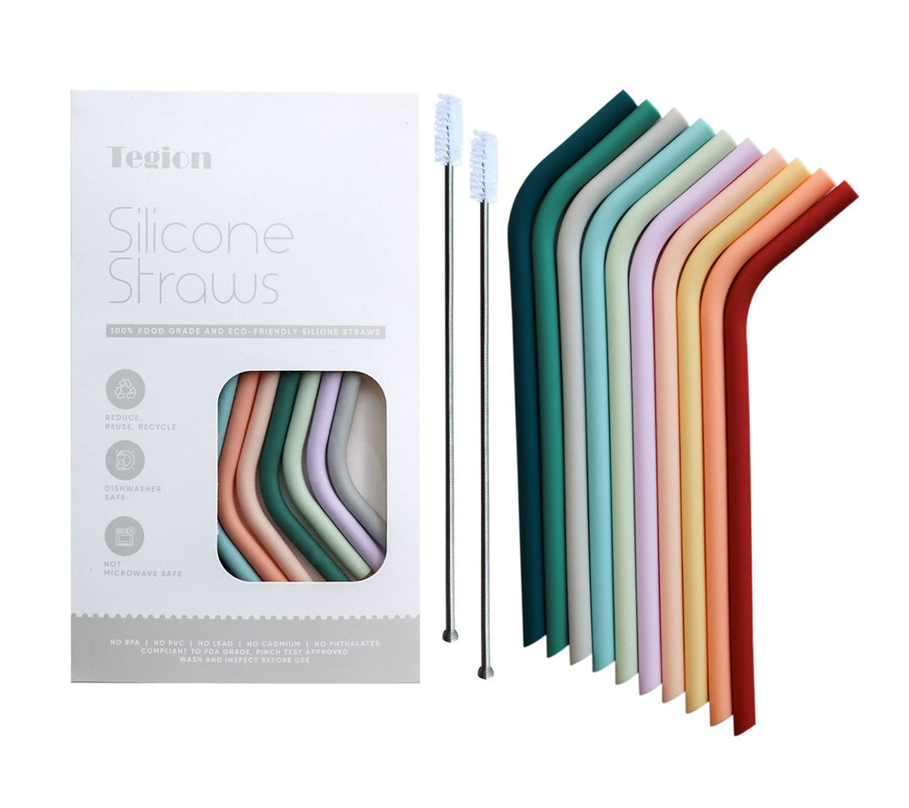 Tegion silicone bendy straw for kids, soft and safe for little mouths.