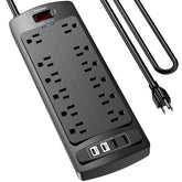 Teiobar 6ft cord surge protector with 12 outlets for home and office use.