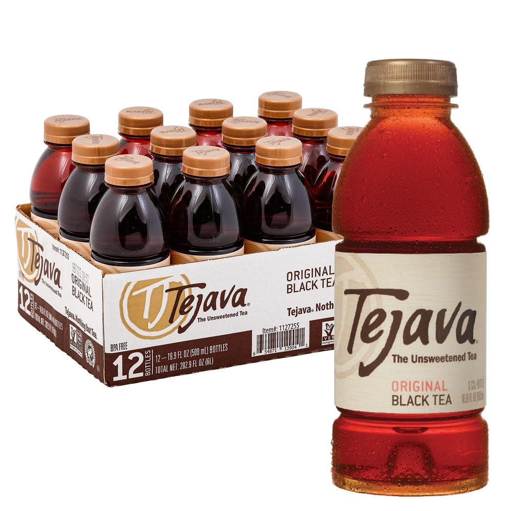 Tejava Original unsweetened iced tea bottles in a 12-pack offer calorie-free refreshment