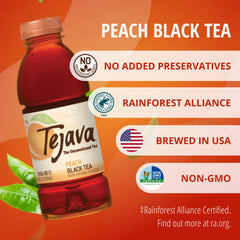 Tejava Peach Unsweetened Iced Tea bottle pour captures refreshing, crisp finish