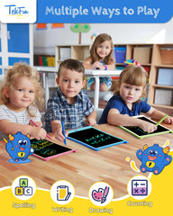 TEKFUN 2-pack LCD writing tablet blue stylus in use for precise doodling.