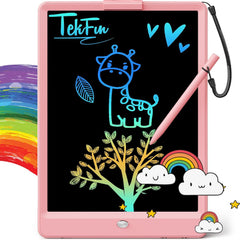 TEKFUN pink LCD writing tablet front view for mess-free doodling on the go