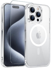 Temdan clear MagSafe case front view showing clarity and protection for iPhone 15 Pro Max