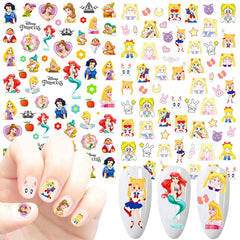 Temote 7-sheets set offers versatile cartoon decals for nails and DIY crafts.