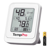 TempPro TP150 greenhouse display shows temperature and humidity clearly.