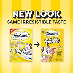 Temptations Creamy Puree squeezable tube used for hand feeding and play.