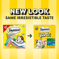 Temptations creamy puree salmon tube close-up, savory fish flavor