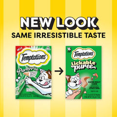 Squeeze action on Temptations puree tube showing easy feeding.