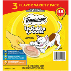 Temptations Lickable Spoons with two flavor puree for quick rewards.