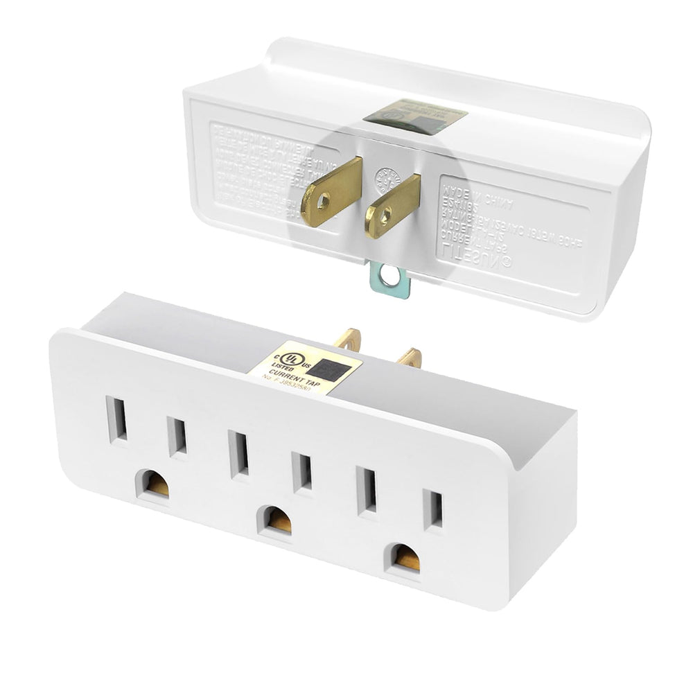 TENINYU grounded adapter: 3-prong to 2-prong conversion for powering three devices safely.