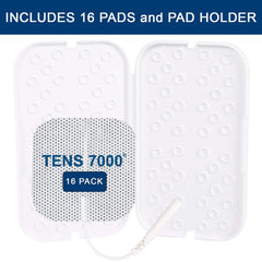 TENS 7000 2x2 inch self-adhesive pads provide comfortable contact.