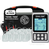 TENS 7000 rechargeable unit shown for portable pain relief