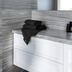 Tens Towels 16x28 on rack shows quick-dry performance for kitchen and bath.