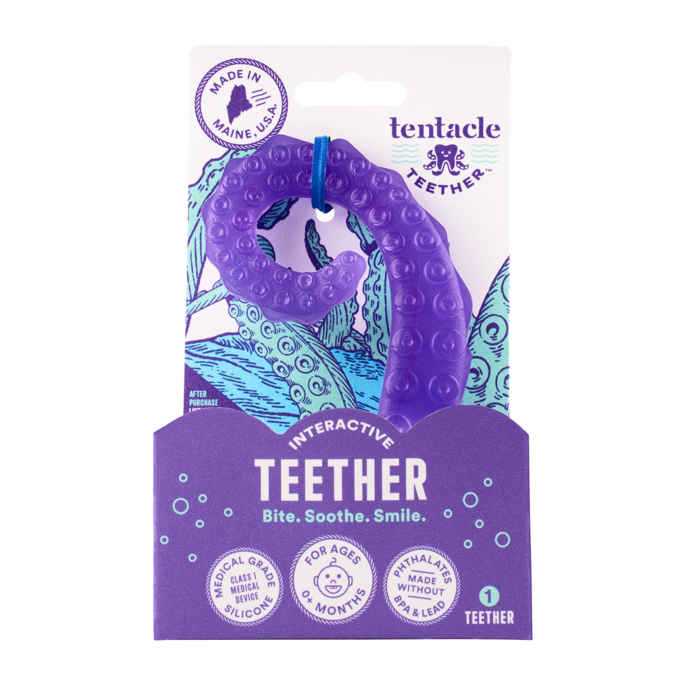 Tentacle Teether closeup showing textured suction cups for gum soothing.