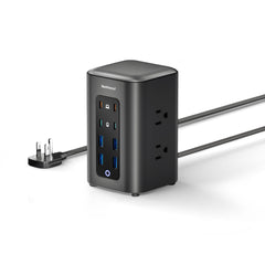 TenTrend Power Strip Tower angled view demonstrating compact footprint for tidy desks.