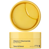 TEREZ & HONOR Vitamin C Eye Patches close-up showing brightening formula for tired eyes.