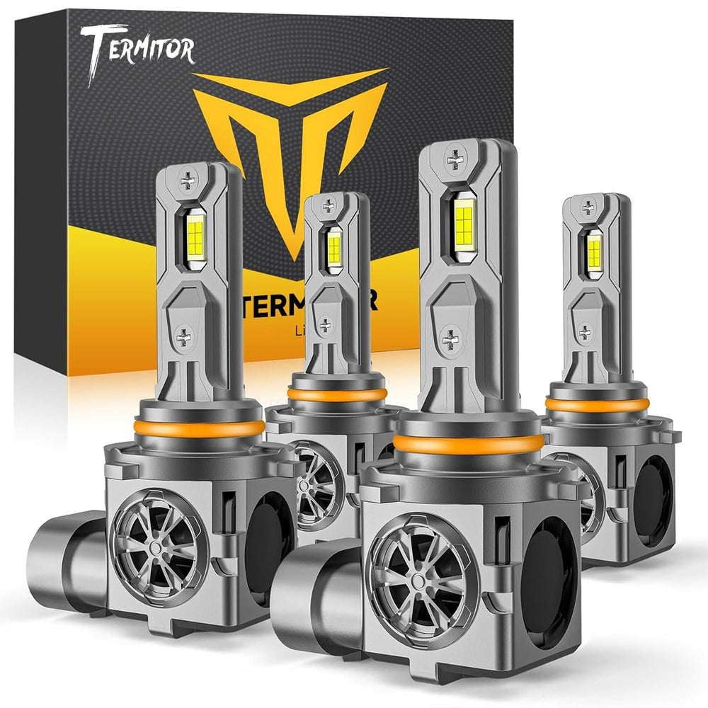 Termitor 9005 9006 bulbs front view with high-lumen upgrade for night visibility