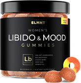 Terra Elmnt Libido Gummies for Women with Ashwagandha bottle pour; supports mood and desire.